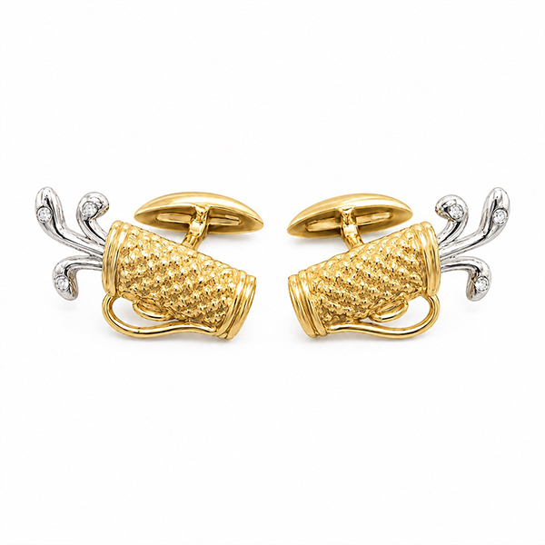 18K Golf Bag with Diamond Golf Club Cufflinks